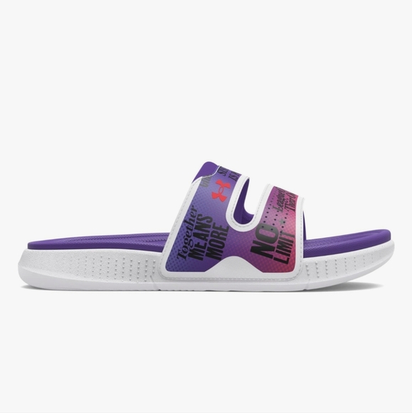 Under Armour - Womens Ansa Studio Slides, Purple & Halo Gray Sz 11 NWT - Picture 2 of 7
